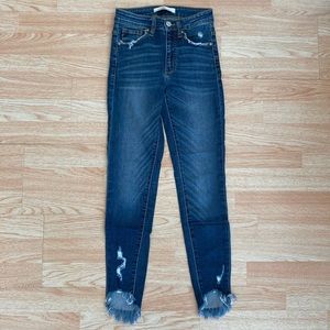 KanCan Destroyed Skinny Stretch Jeans Raw Frayed Hems 0 / 23